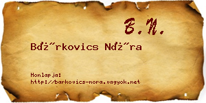 Bárkovics Nóra névjegykártya